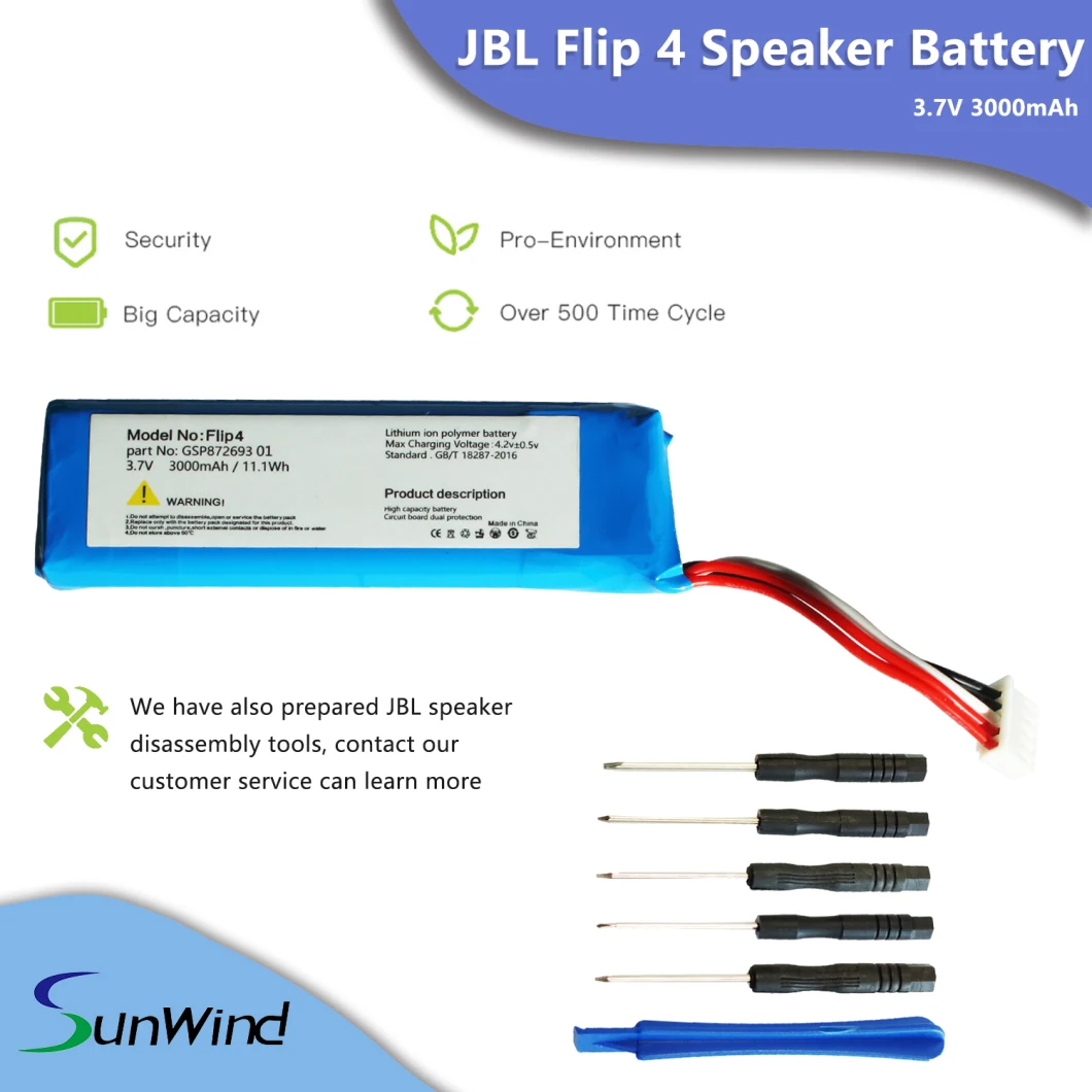 3.7V 3000mAh Lithium Battery for J Bl Flip 4 Fits for Special Edition Gsp872693