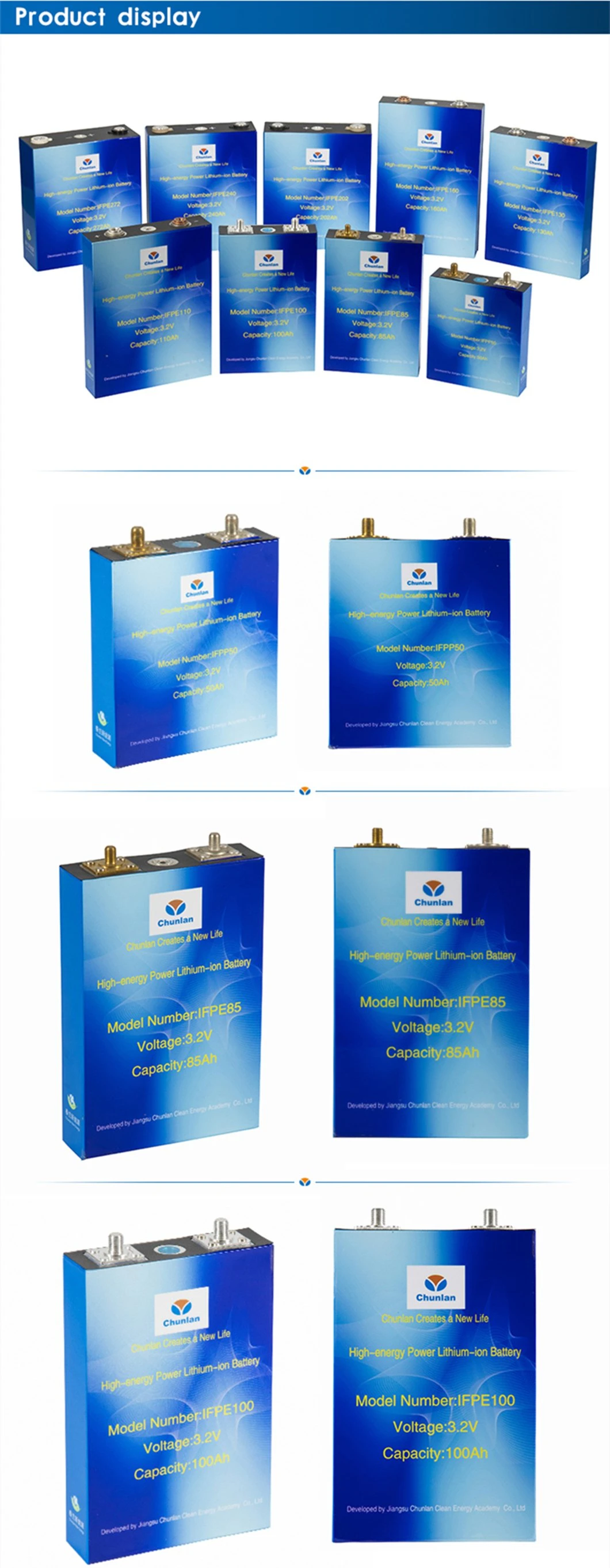 LiFePO4 Battery Cells 3.2V 100ah 3500 Cycle Rechargeable Li-ion Battery Lithium Ion Rechargeable Battery Cell